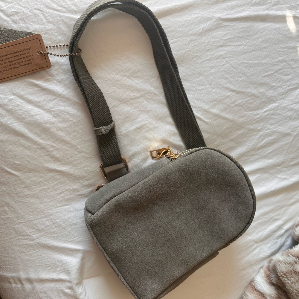 Olive Crossbody Camera Bag with Gold Hardware -